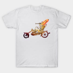 Halloween long pumpkin hat cat riding motorcycle T-Shirt